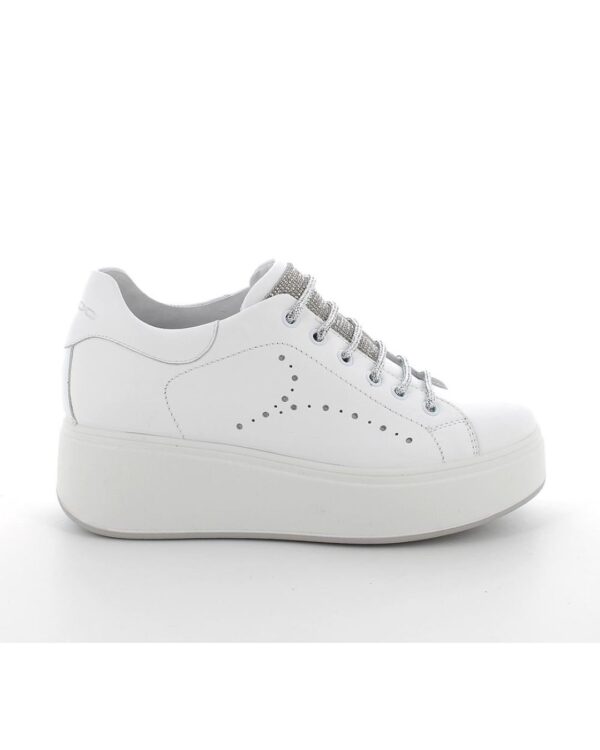 Sneakers Igi&Co con zeppa da donna bianco e argento con lacci