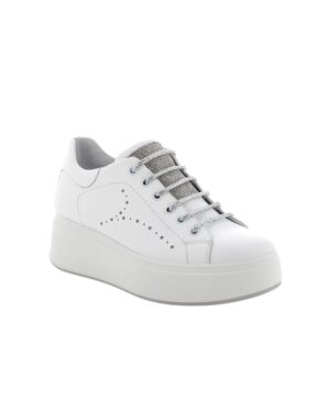 Sneakers Igi&Co con zeppa da donna bianco e argento con lacci