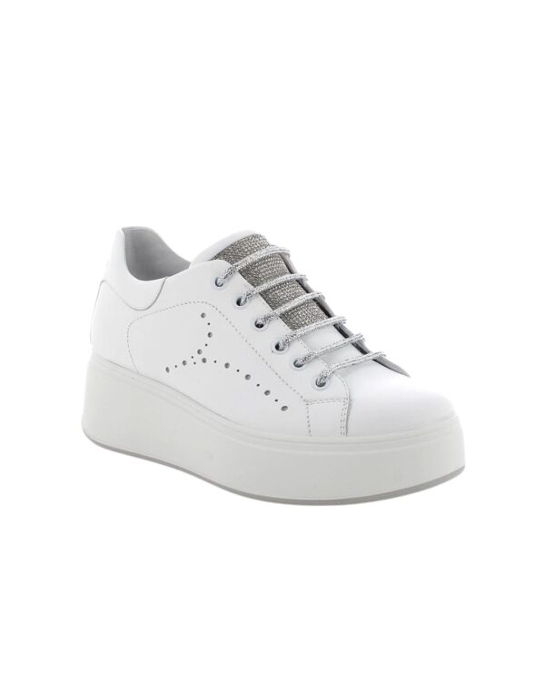 Sneakers Igi&Co con zeppa da donna bianco e argento con lacci